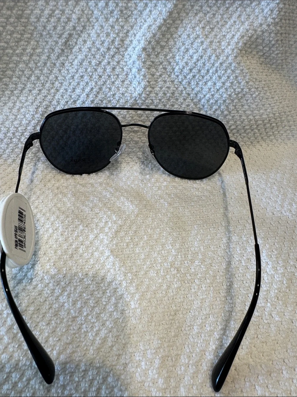 RARE Prada 55US Black Metal Aviator Sunglasses with Dark solid Lenses NWT 54eye